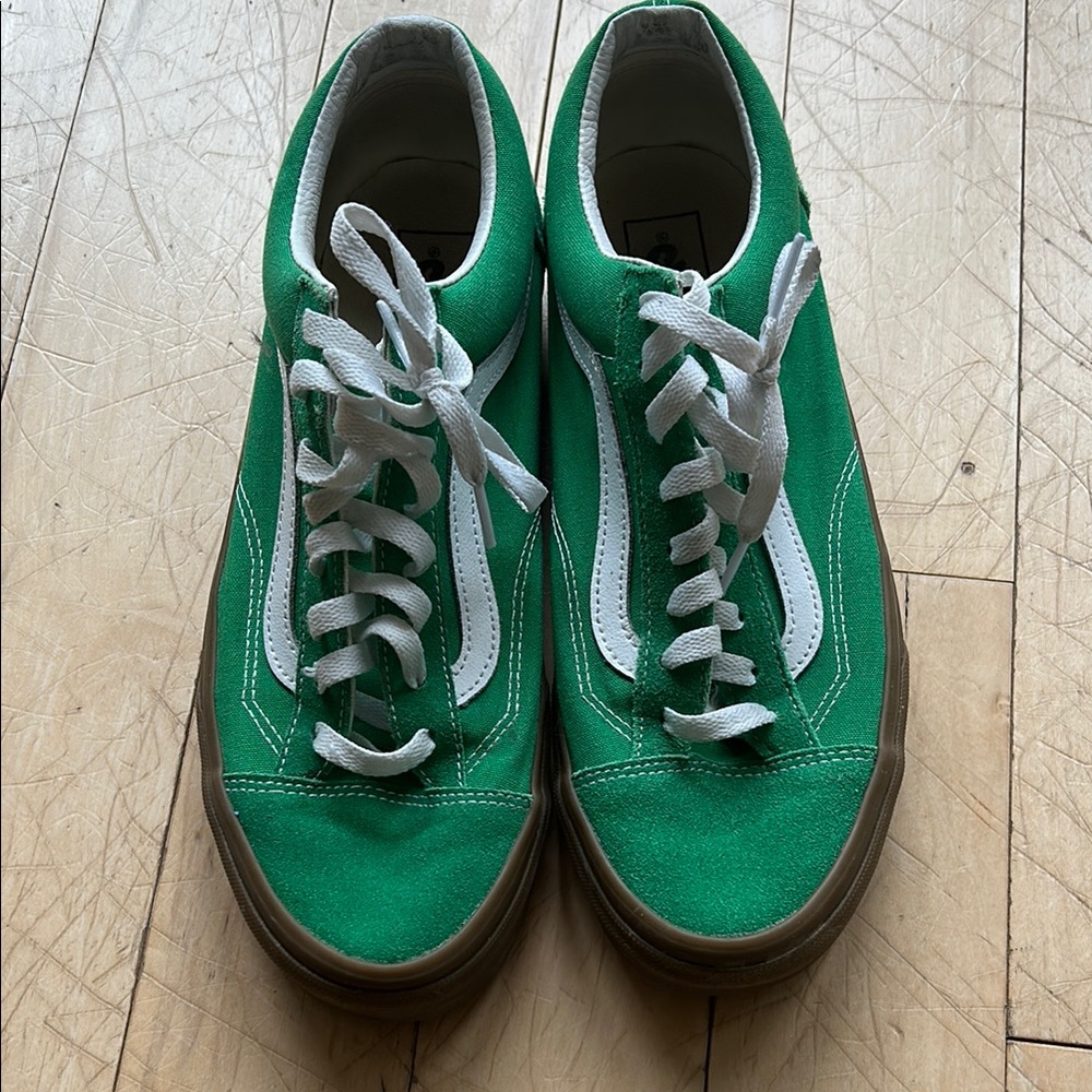 Vans Green and White Classic Sneakers
